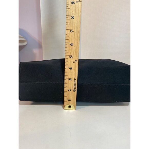 Black Shoulder Bag Double Handle Two Section Zipper Close - Picture 7 of 8